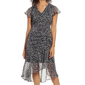 Sam Edelman Printed Rouched Midi Dress Size 4 NWT